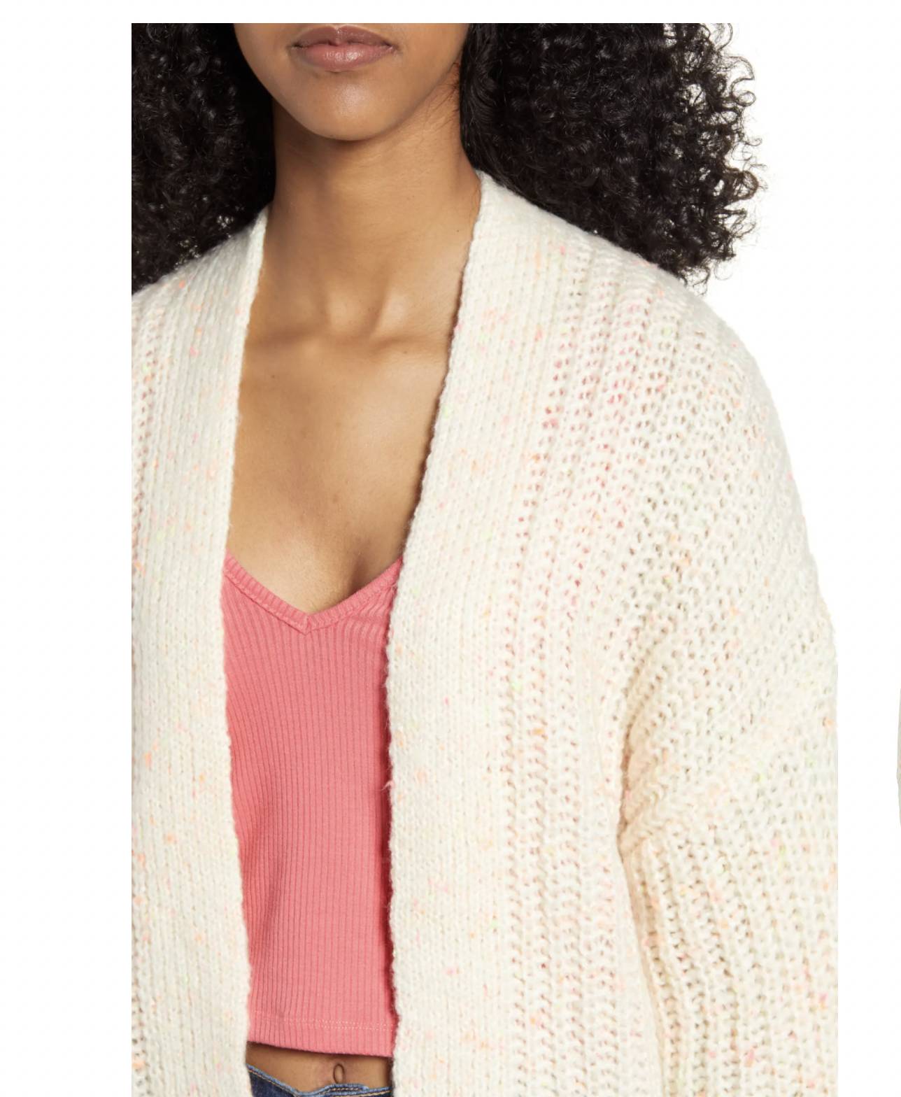 Women's Love by Design Neon Fleck Cardigan Size Medium - Ivory